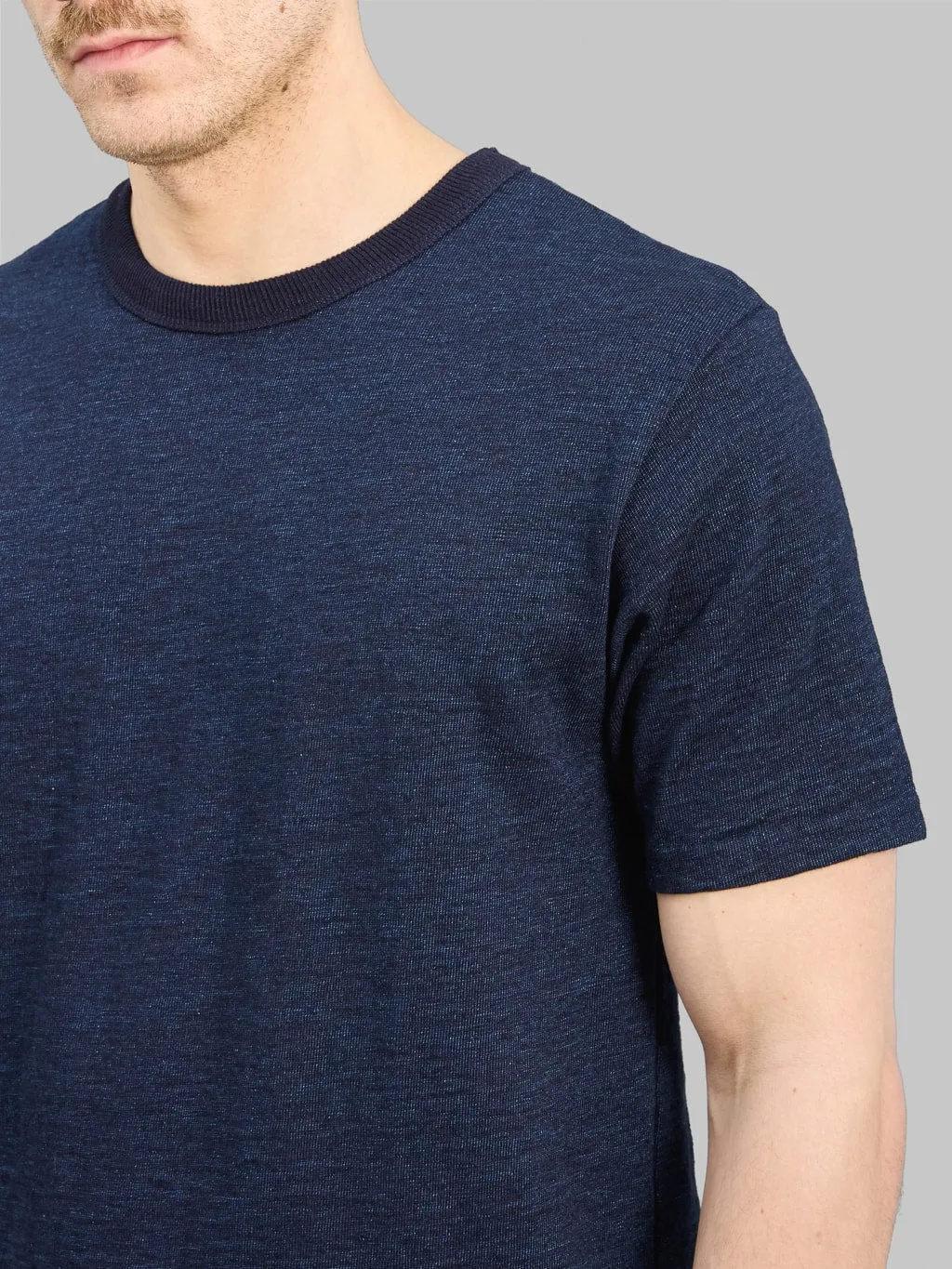 UES No.7 Yarn-Dyed Indigo T-Shirt