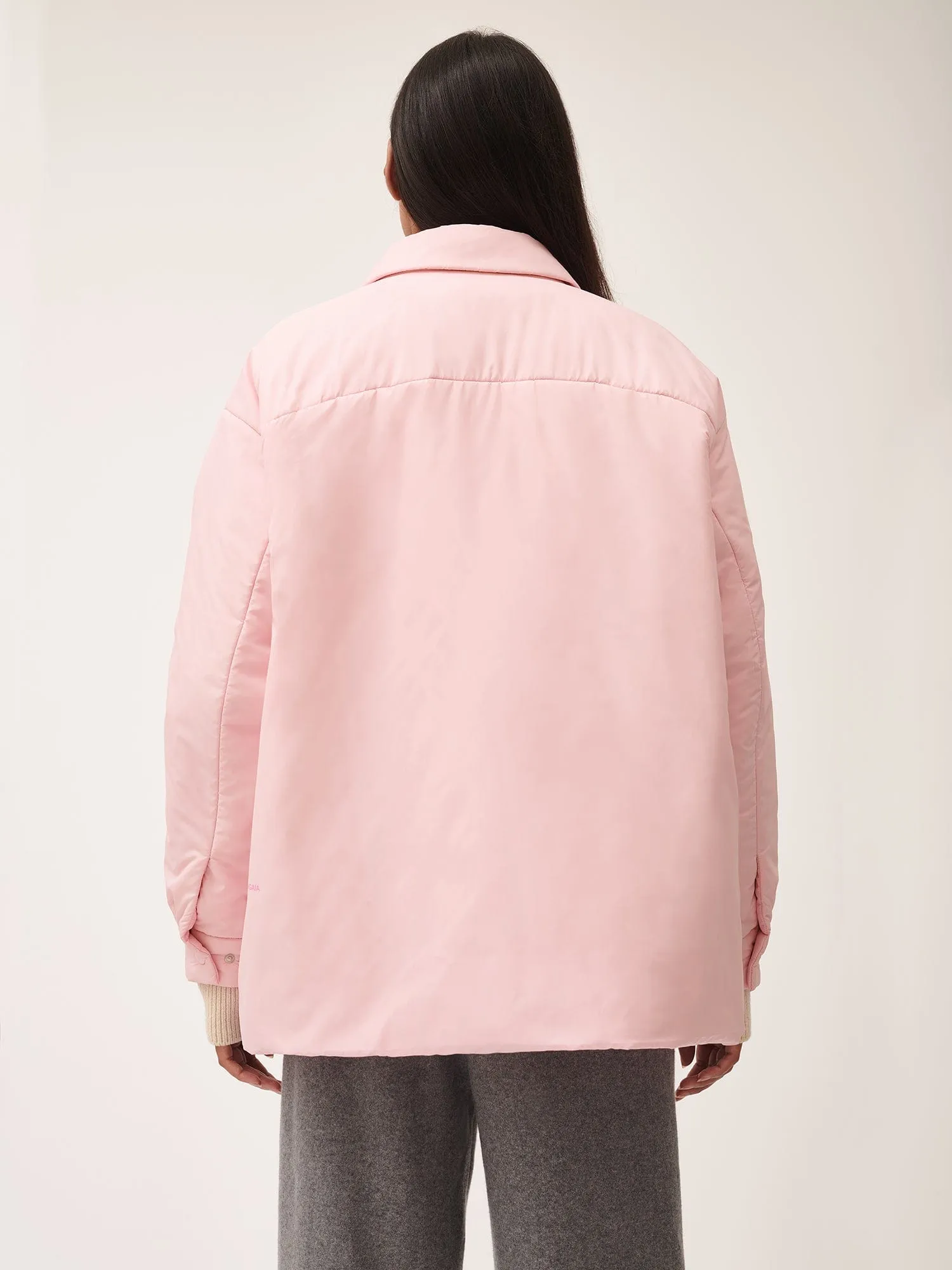 Womens Flower-Warmth Padded Overshirt—Magnolia Pink