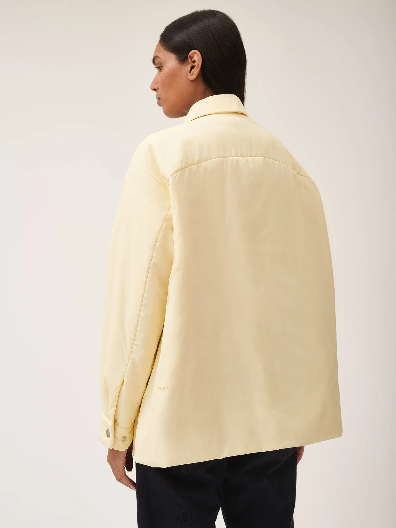 Womens Flower-Warmth Padded Overshirt—Rind Yellow
