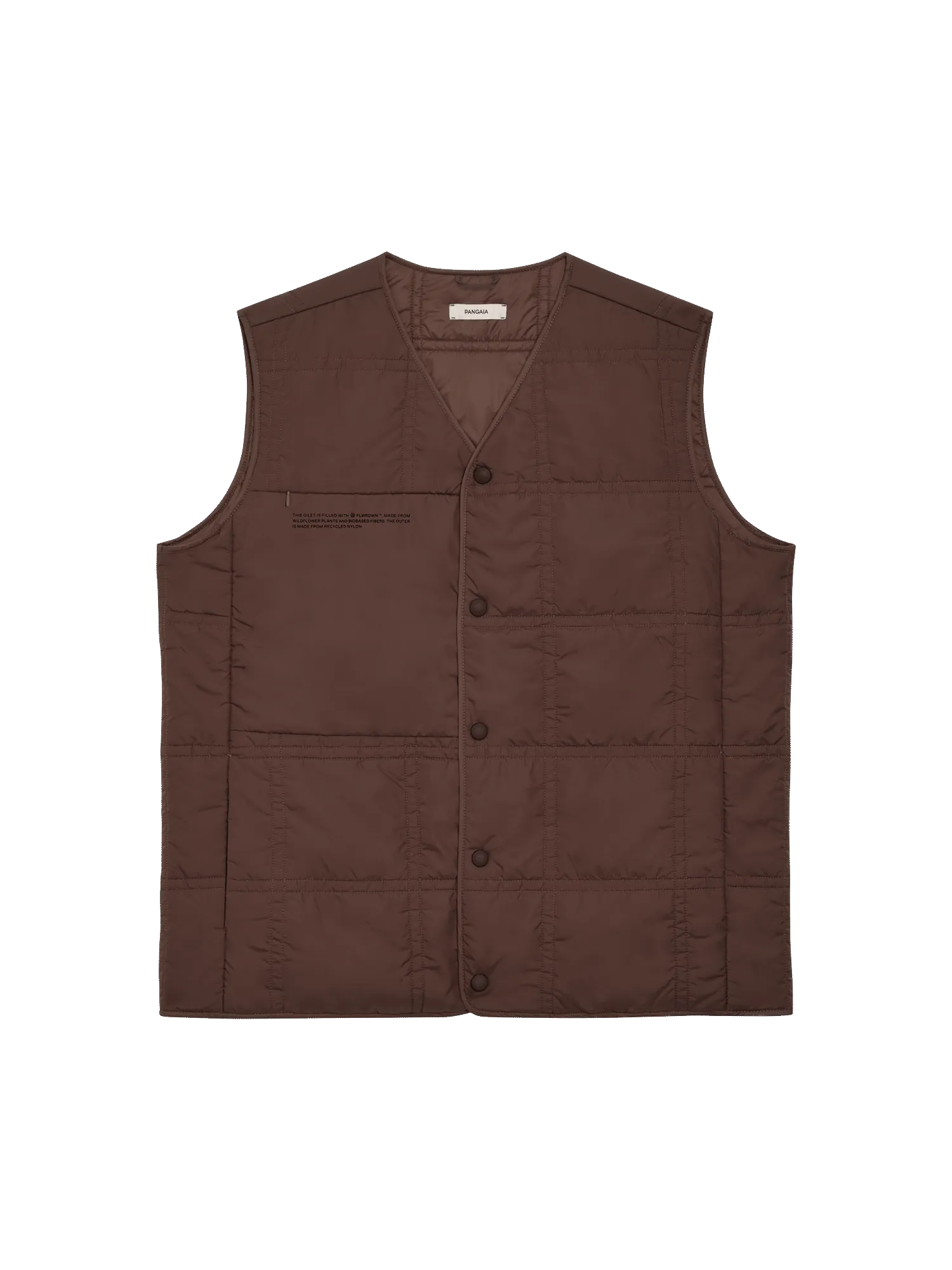 Womens Flower-Warmth Quilted Gilet—chestnut brown