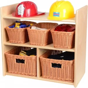Wooden Dress-Up Storage Shelf with 5 Baskets