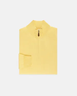 YELLOW COTTON/CASHMERE QUARTER ZIP SWEATER