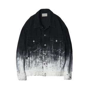 Yoke Hand Painted Denim Trucker Jacket Black